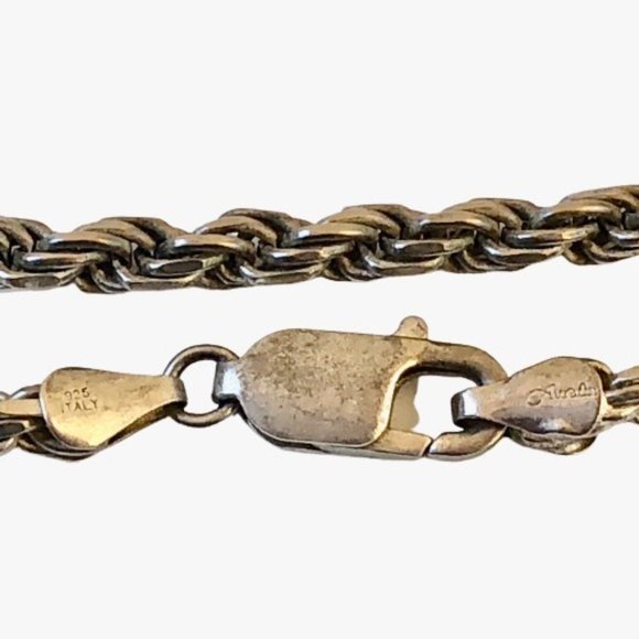 Aurafin Italy Sterling Silver 925 Braided Chain Lobster Clasp 18" - Picture 4 of 11